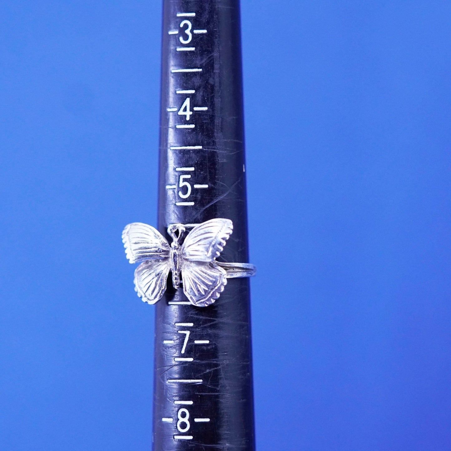 Size 6, vintage sterling silver handmade ring, 925 butterfly band