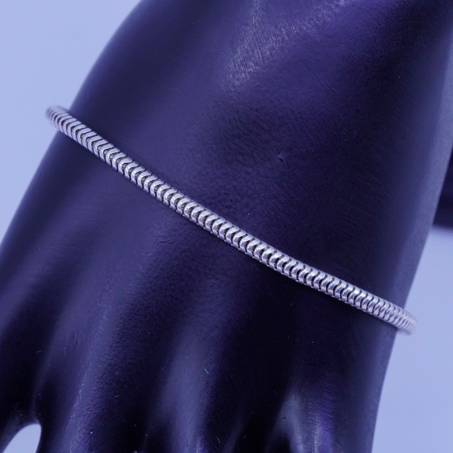 7.5”, 2mm, Sterling 925 silver handmade bracelet, bold snake link chain