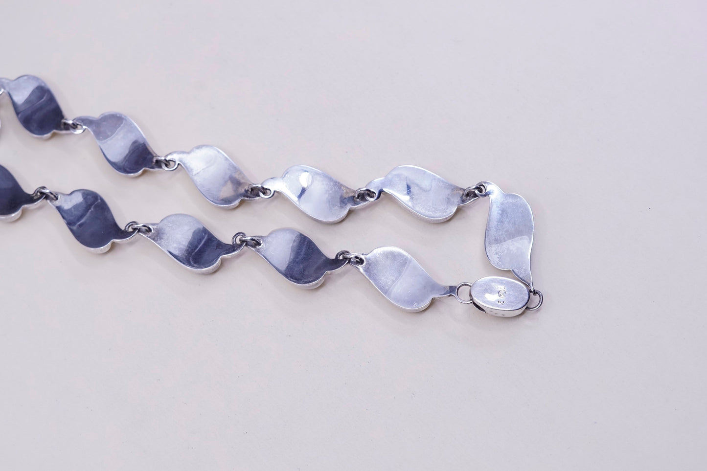 16”,, Vintage sterling 925 silver wavy tennis necklace, 925 chain