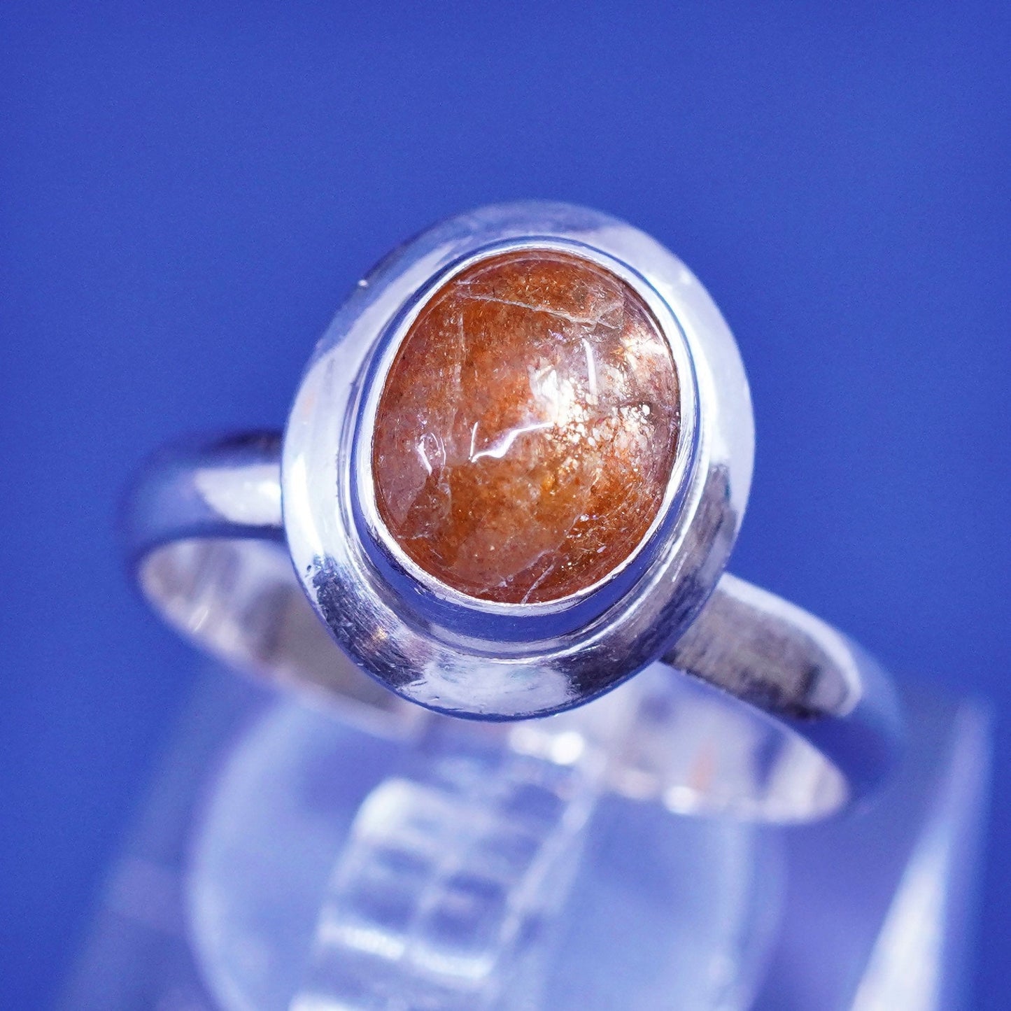 Size 8, vintage sterling 925 silver handmade ring with yellow citrine