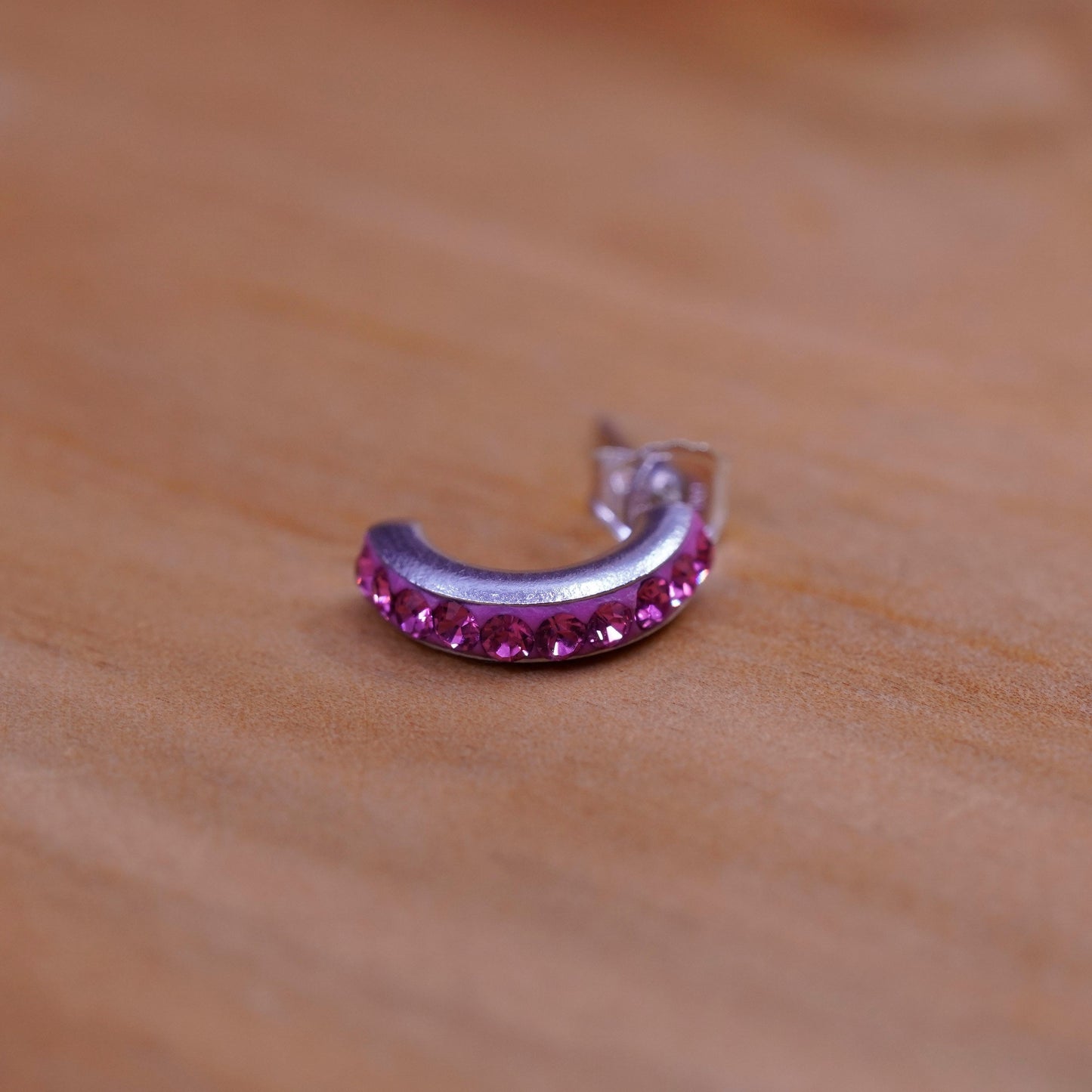 0.5”, vintage Sterling 925 silver handmade crystal studs, earrings