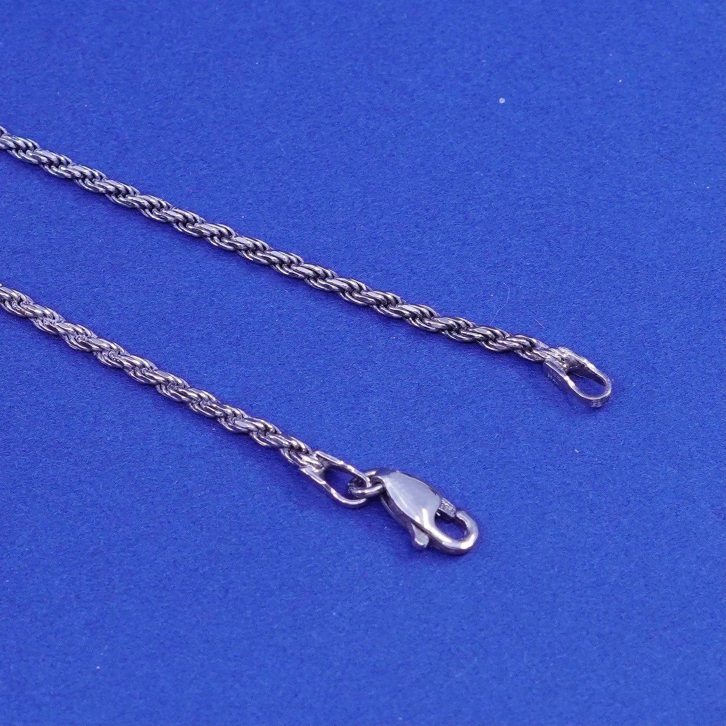 16”, 2mm, vintage Sterling silver handmade necklace, 925 diamond rope chain