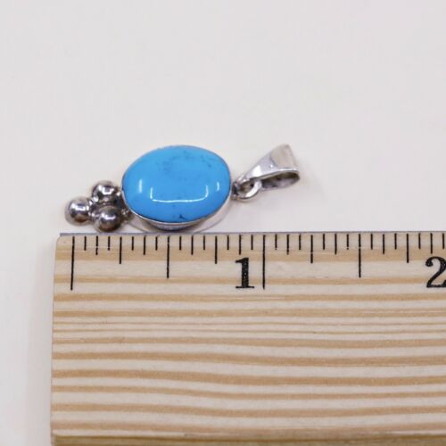 Vtg Mexico Sterling Silver Handmade Pendant W/ Turquoise & Beads, Stamped 925