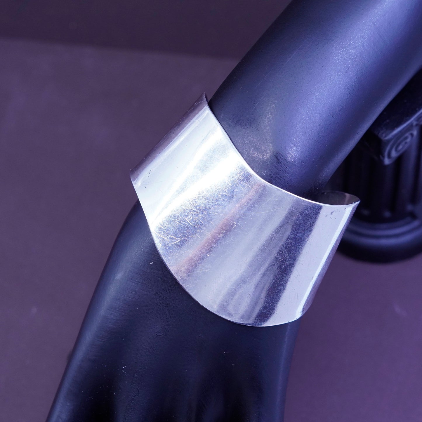 6”, Vintage Sterling silver handmade bracelet, modern 925 wide cuff