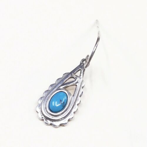 Southwestern handmade Sterling Silver earrings, 925 Turquoise Teardrop Dangles