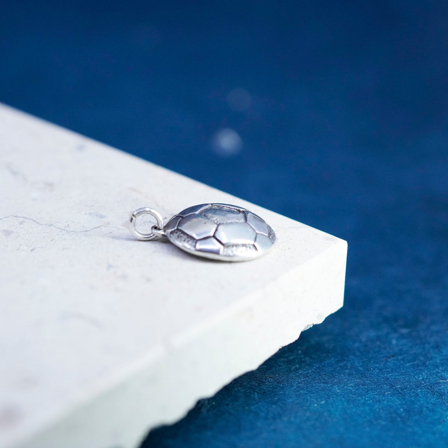 Vintage Sterling silver handmade pendant, 925 football soccer charm