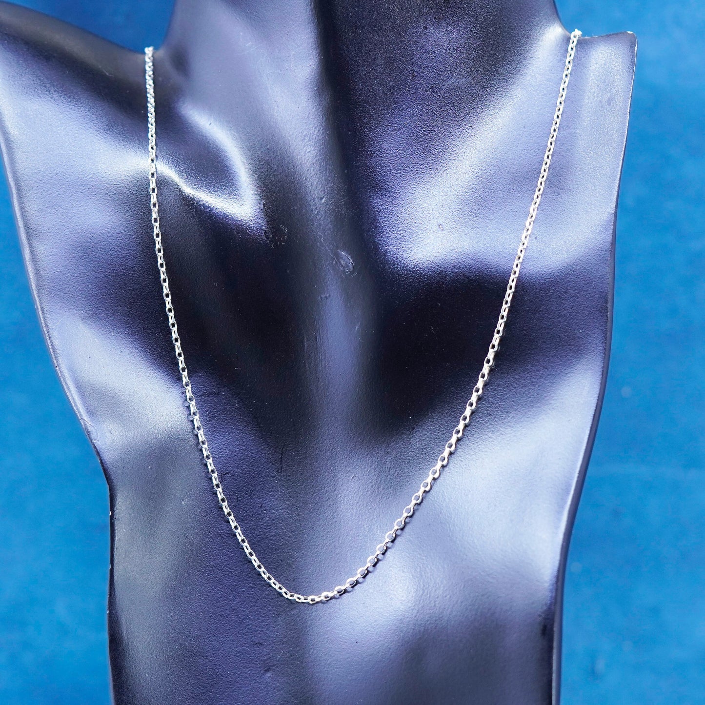 19”, 1mm, vintage Italian Sterling silver handmade necklace, 925 circle chain