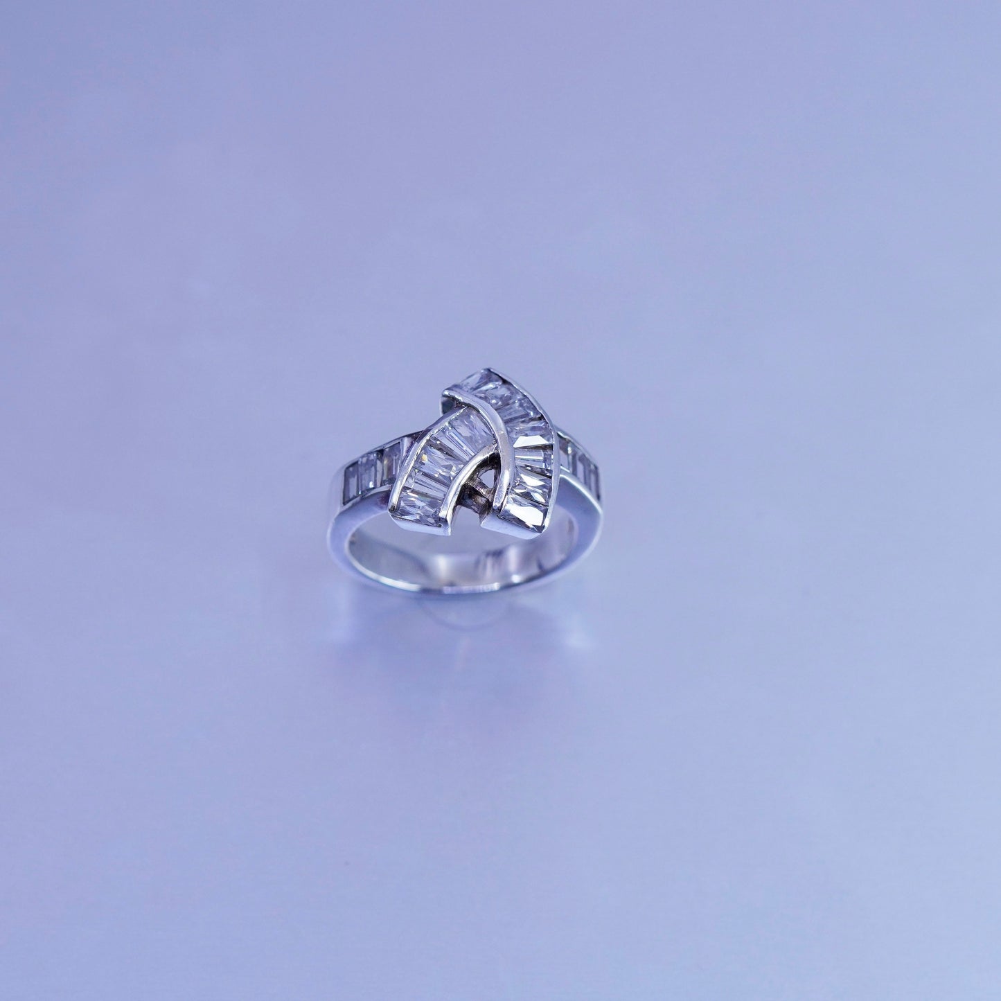 Size 7.25, vintage Sterling 925 silver handmade engagement ring with Cz