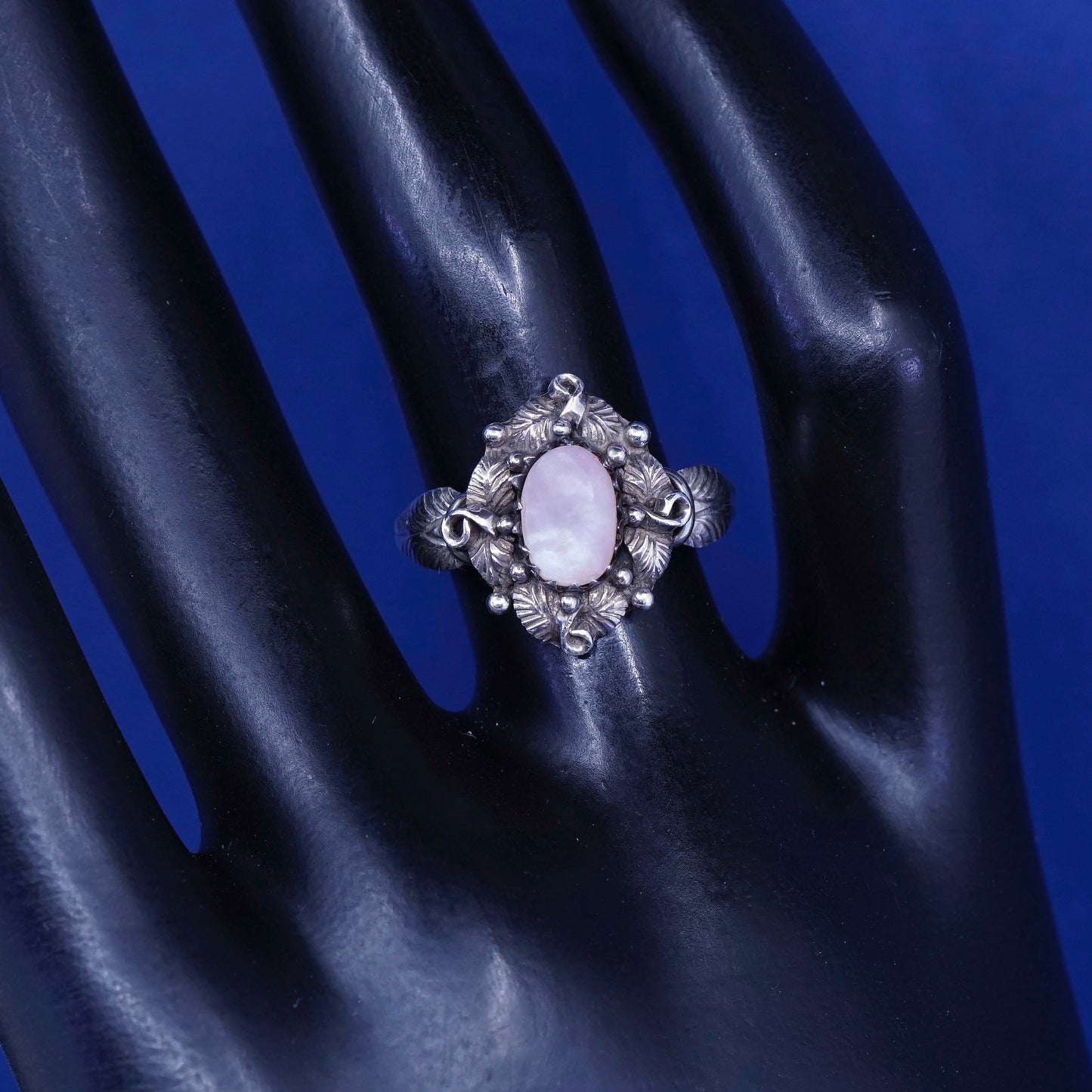 sz 5.75, southwestern Sterling 925 silver handmade heart ring w/ pink MOP