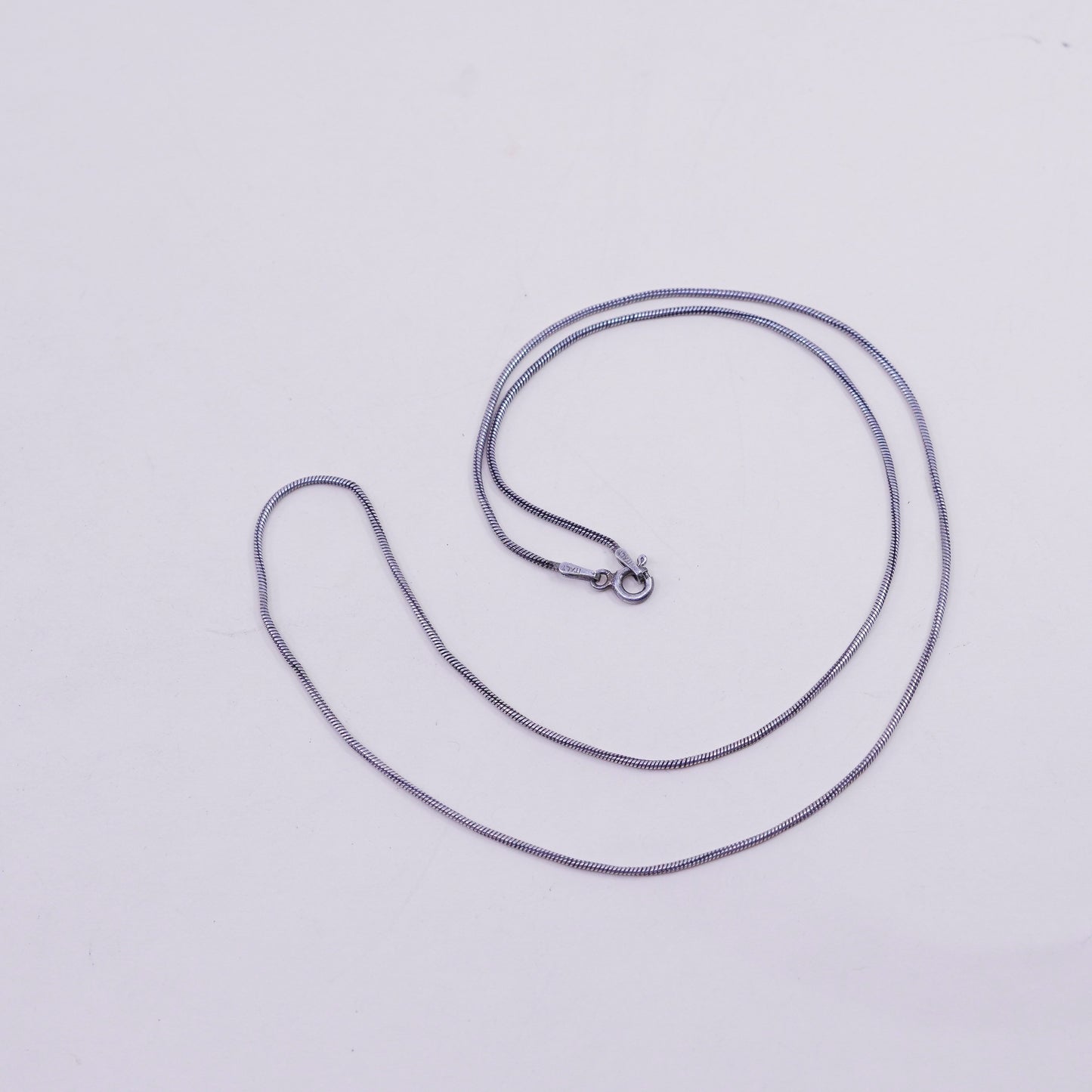 19”, 1mm, Vintage sterling silver snake chain, Italy 925 necklace