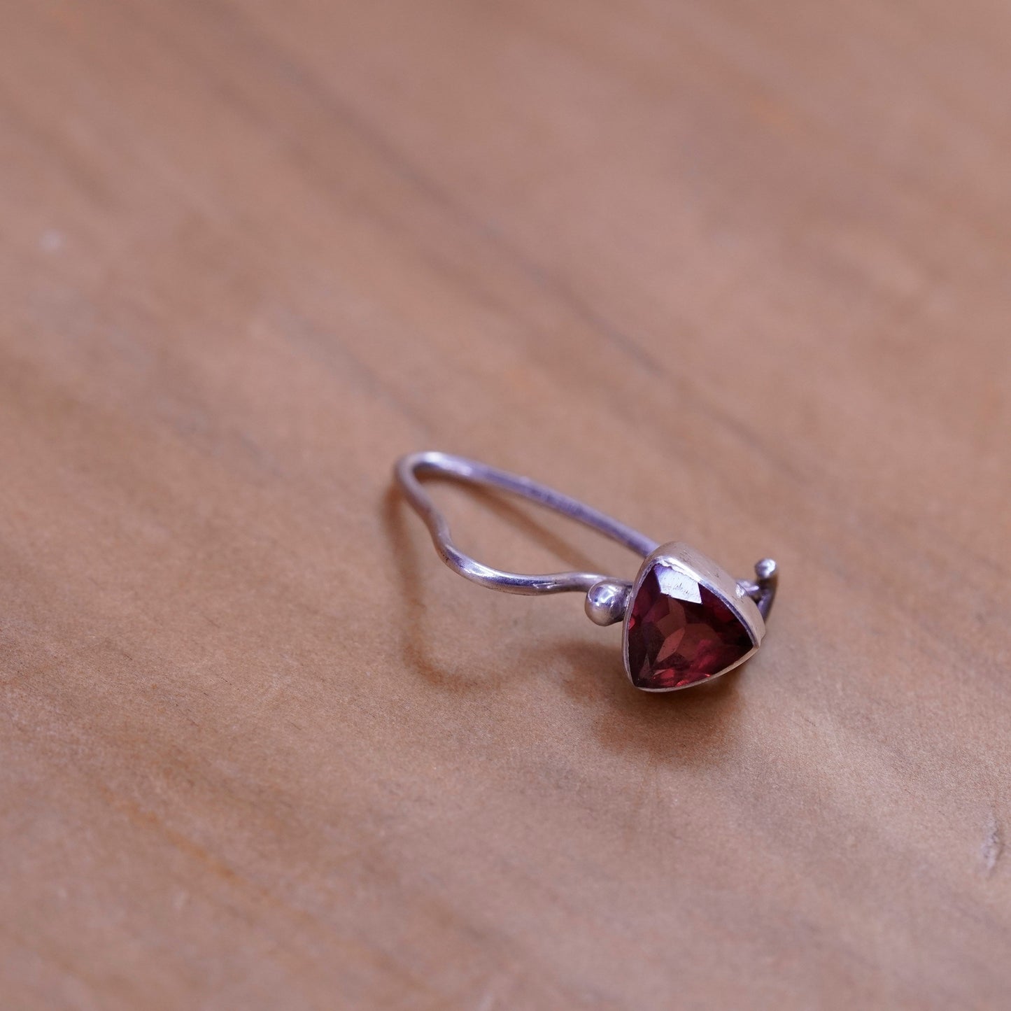 Vintage Sterling 925 silver handmade earrings with ruby