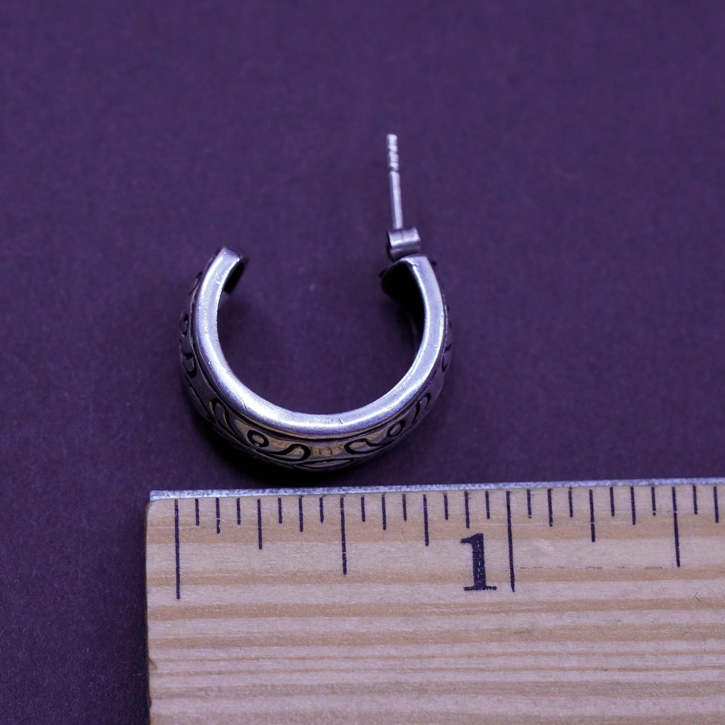 0.75”, Sterling silver handmade hoop earrings, mexico 925 huggie studs