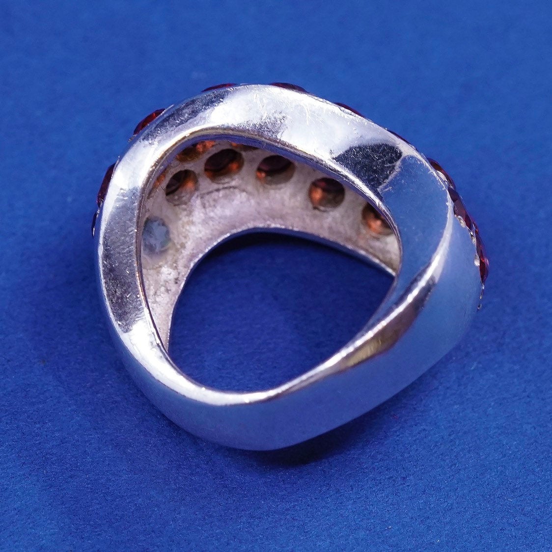 sz 7 vtg Sterling silver handmade 925 Statement cocktail ring w/ cluster cz