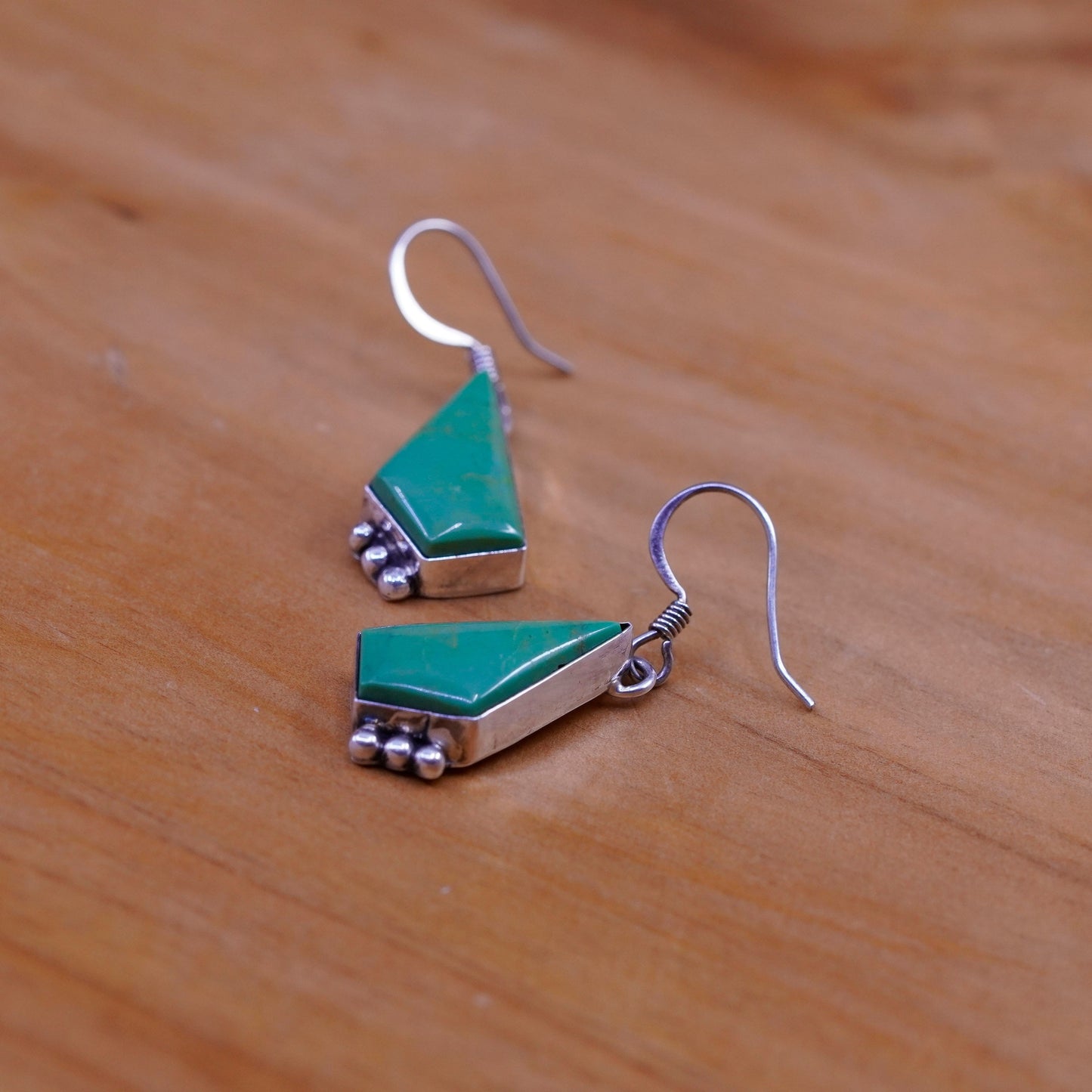 Vintage Sterling 925 silver handmade earrings with turquoise inlay