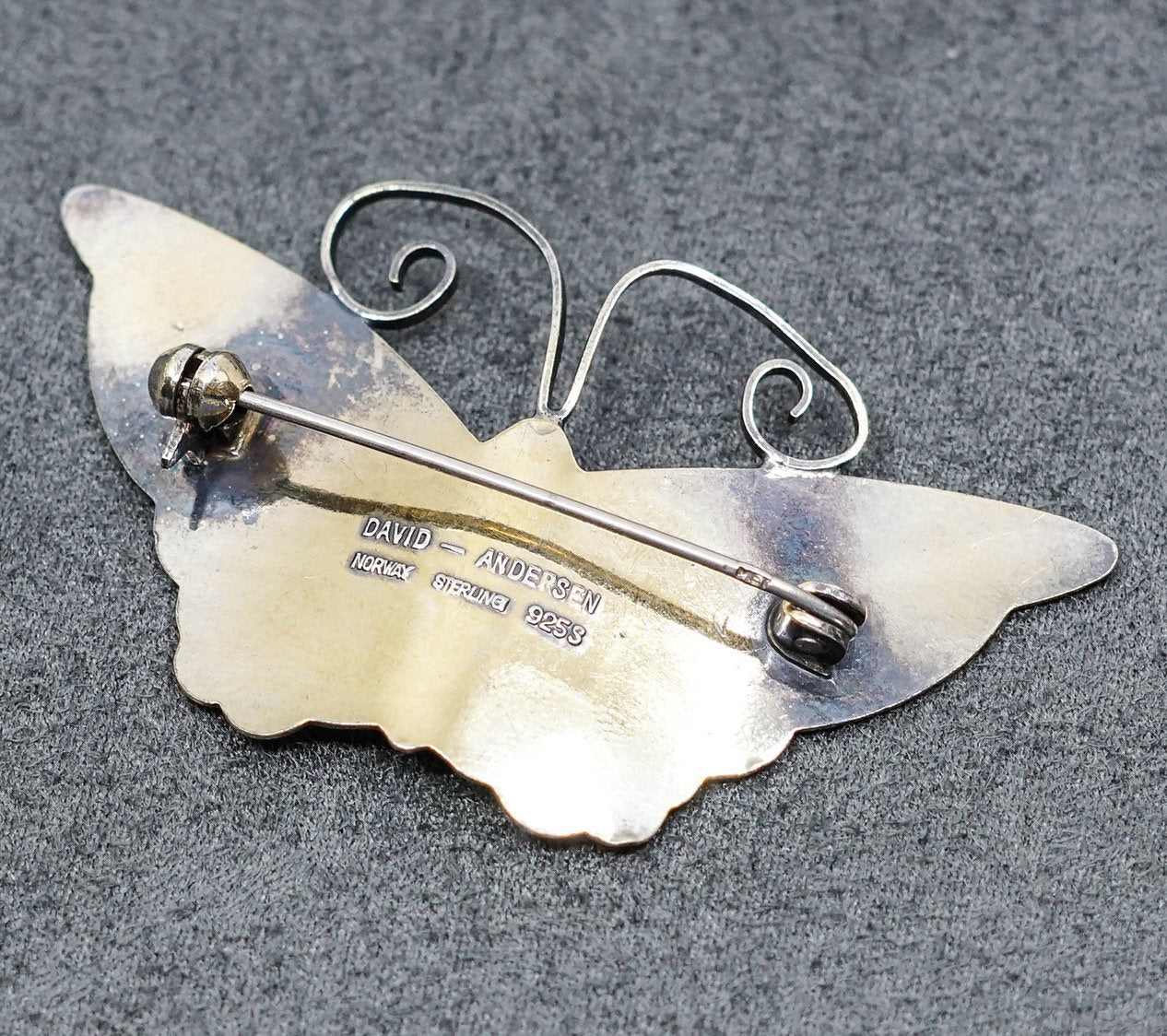 Norway david andersen handmade sterling 925 silver enamel butterfly brooch