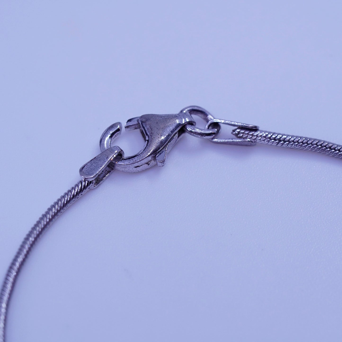 7.25”, 1mm, Sterling 925 silver handmade bracelet, snake chain with beads