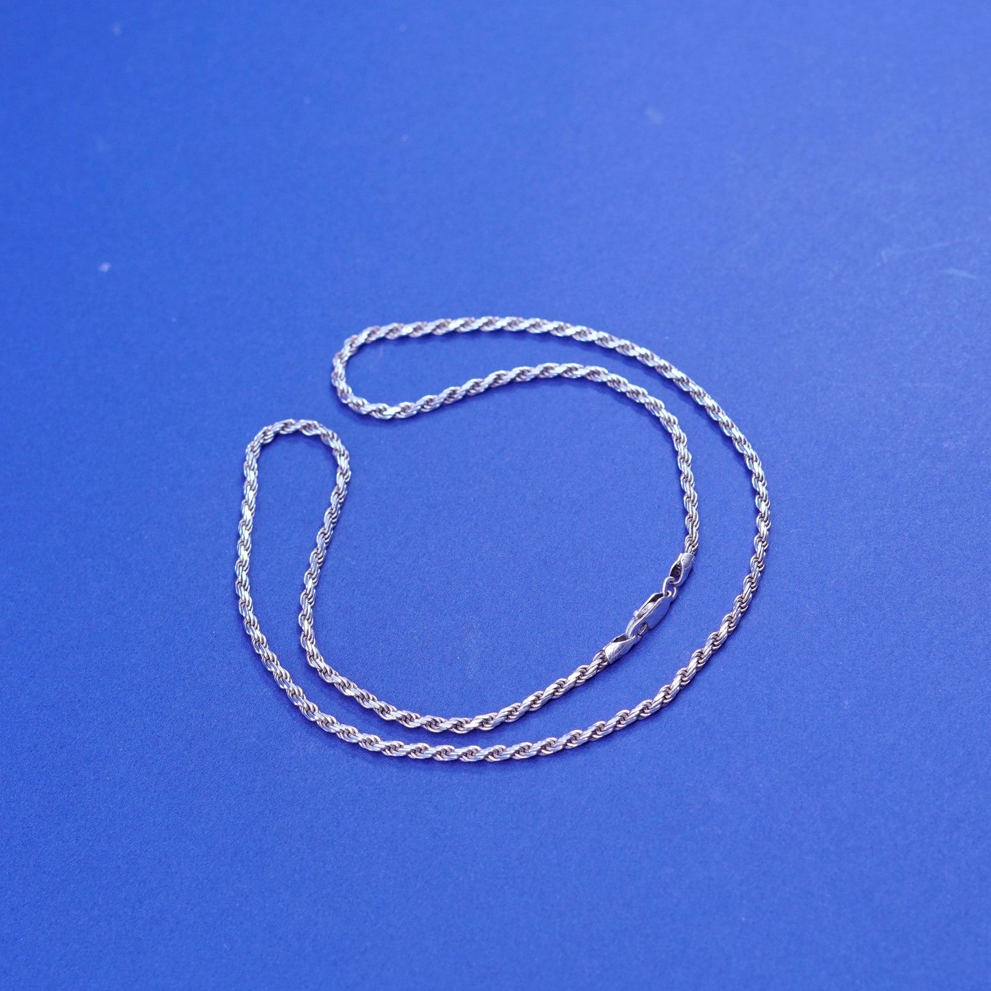 18”, 2mm, vintage Sterling silver handmade necklace, 925 rope chain