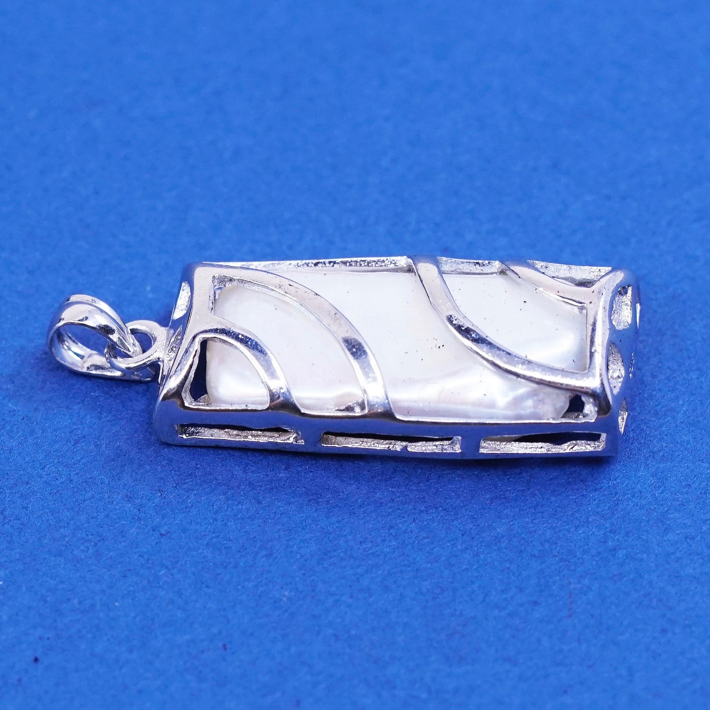 Vintage Sterling silver handmade, 925 pendant with long pearl