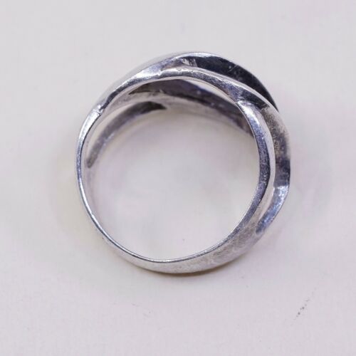Sz 6.75, Vtg Sterling Silver Handmade Ring 925 Band Entwined Wavy, Stamped 925