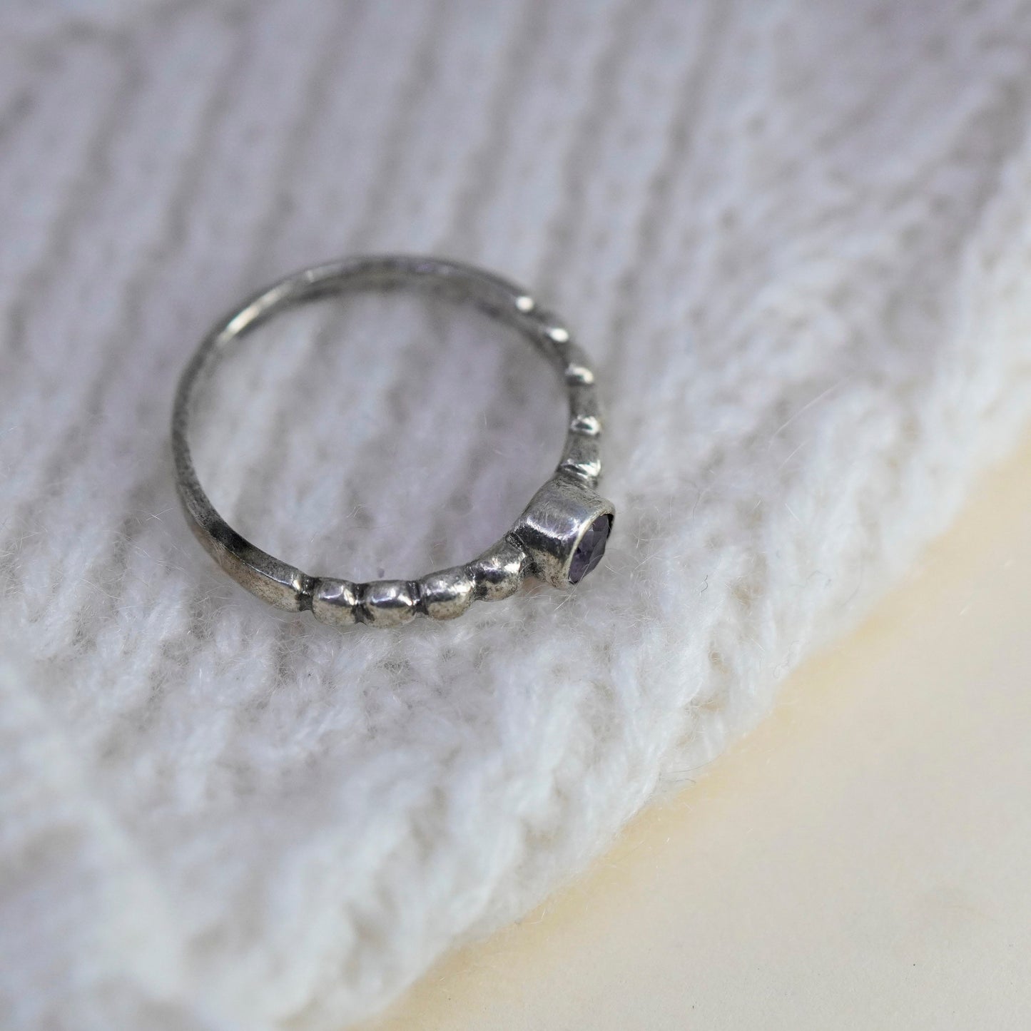 Size 8.5, vintage Sterling silver handmade ring, 925 band with amethyst