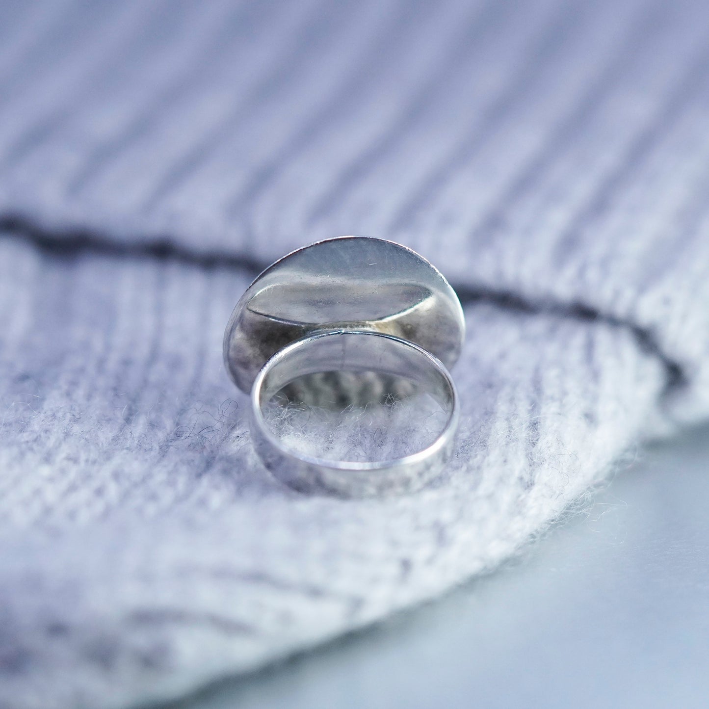 Size 8, Sterling 925 silver handmade ring, modern minimalist double circle band