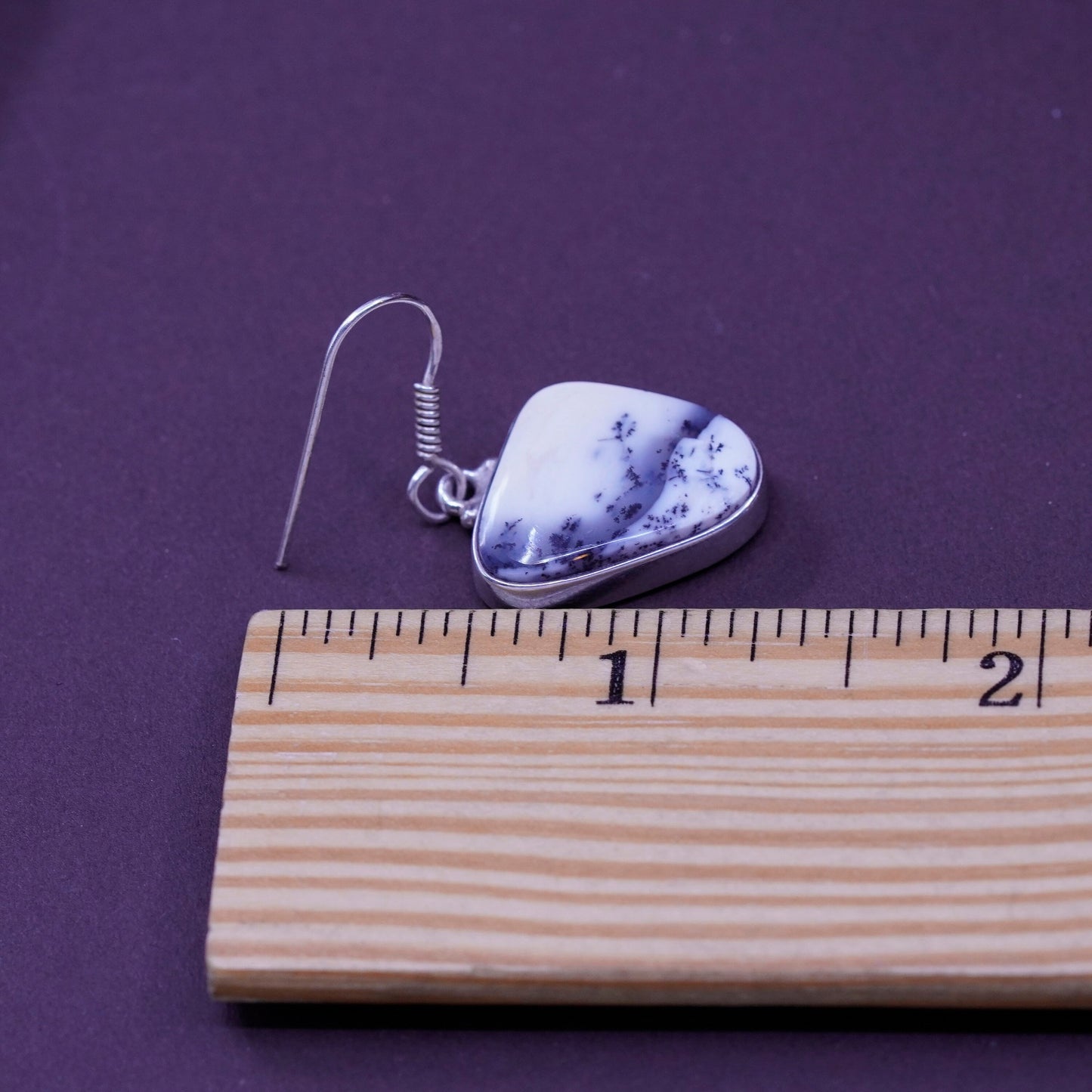 Vintage Sterling 925 silver handmade earrings with howlite