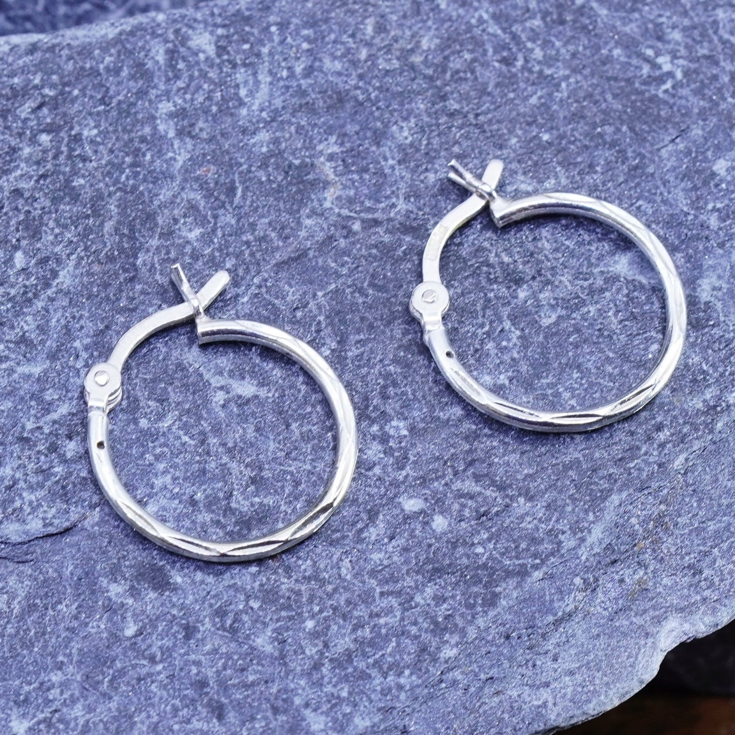 0.5”, vintage Sterling silver handmade hoop earrings, fine 925 huggie