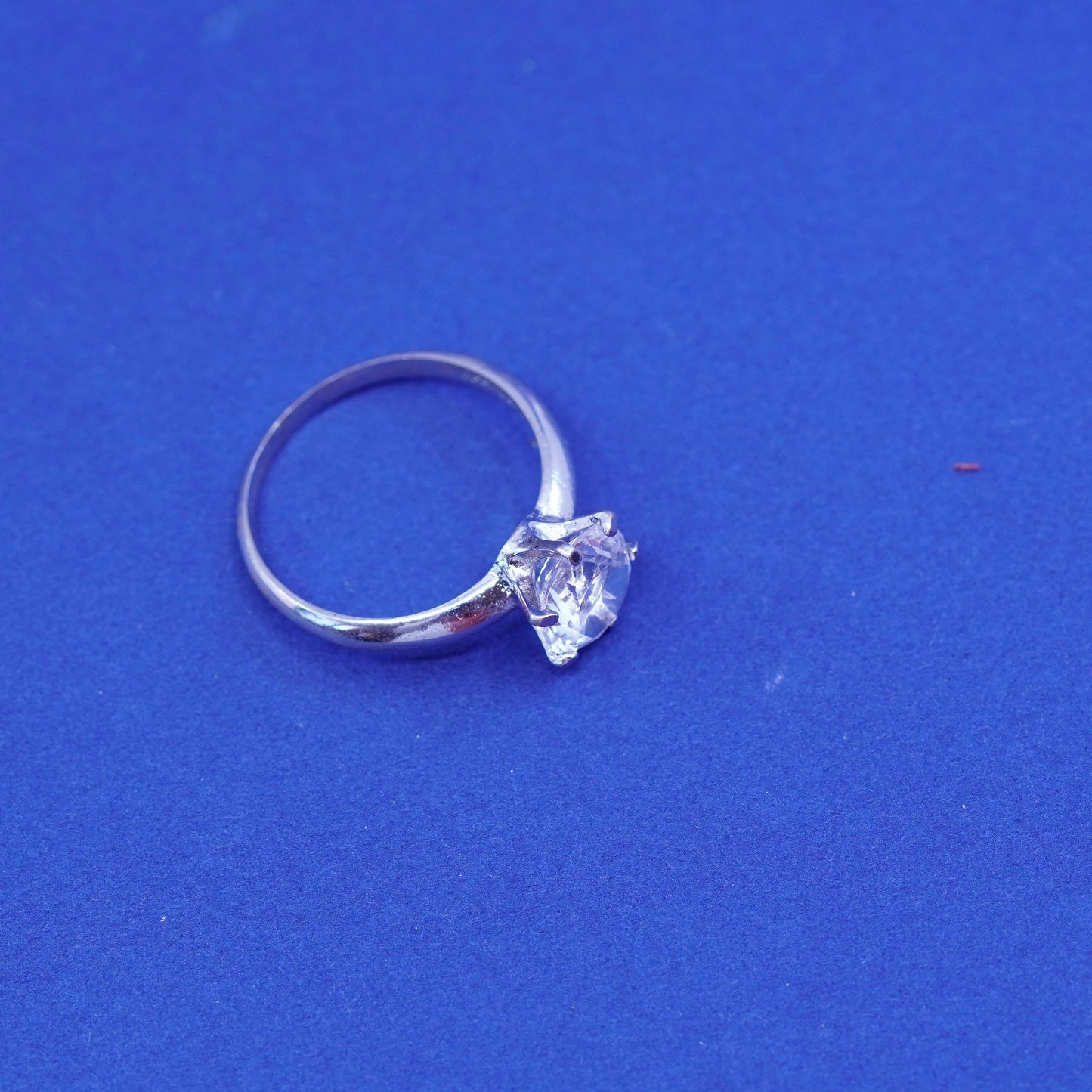 Size 7, vintage Sterling silver handmade ring, 925 engagement ring with crystal