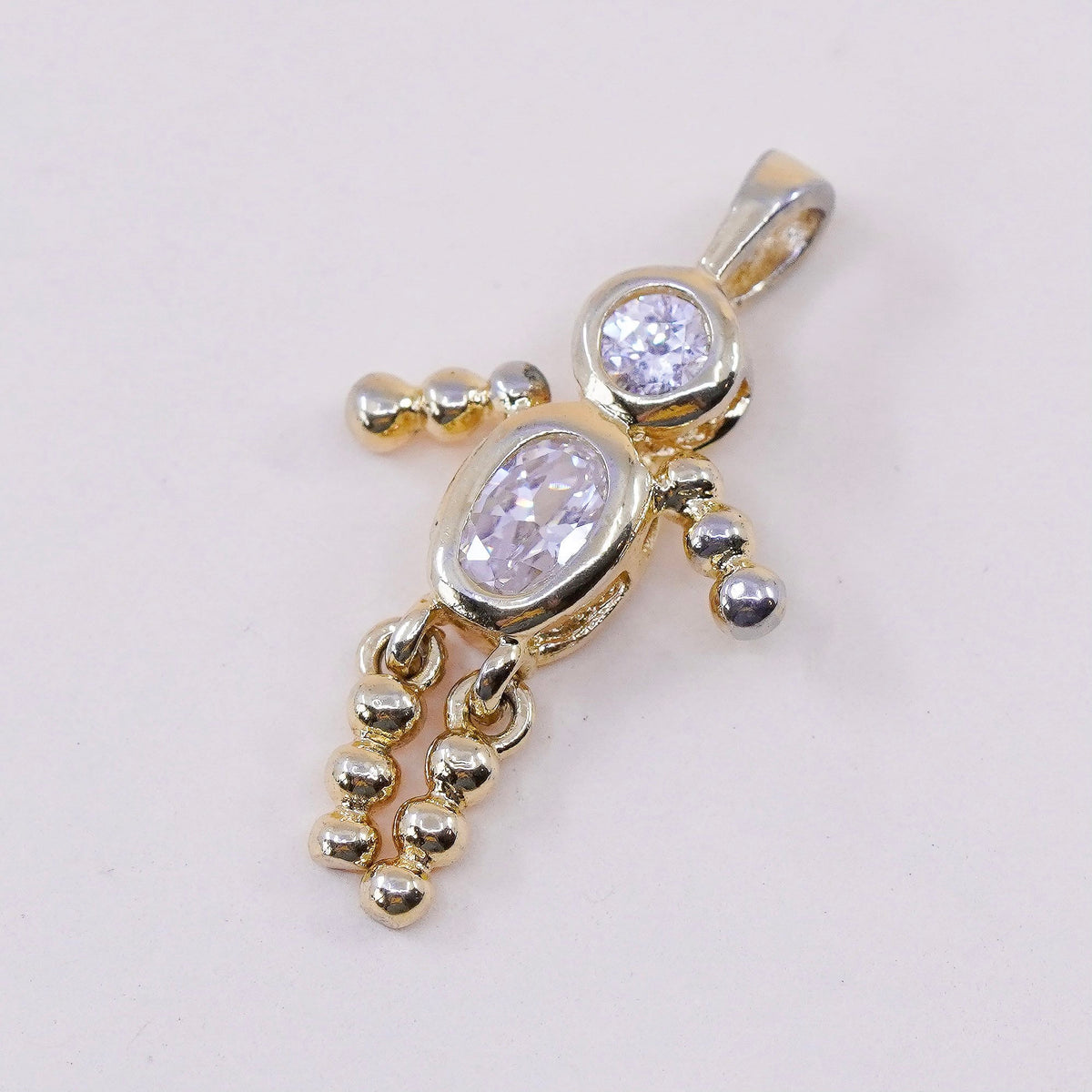 vermeil gold filled sterling 925 silver birthstone pendant boy figure charm cz