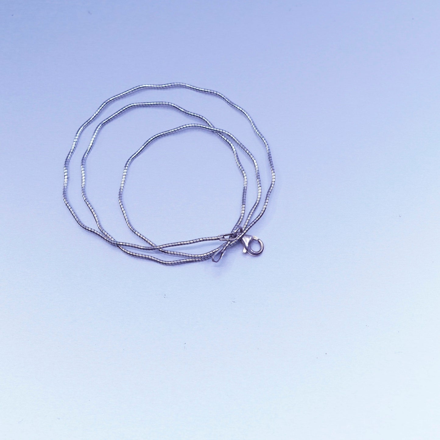 18” 1mm, vintage Italy Sterling 925 silver wavy snake chain necklace