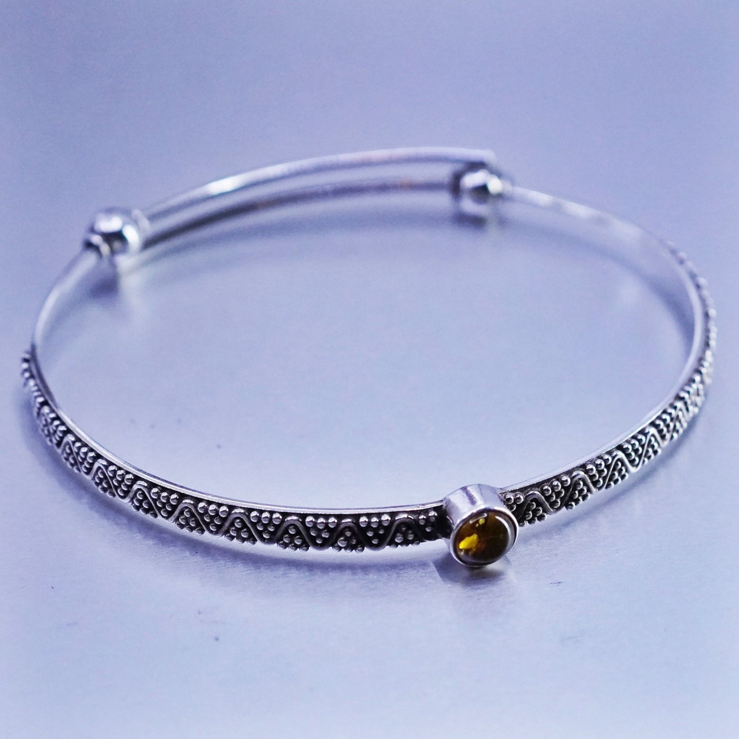 Size adjustable, Sajen Sterling 925 silver bracelet, bangle with beads citrine
