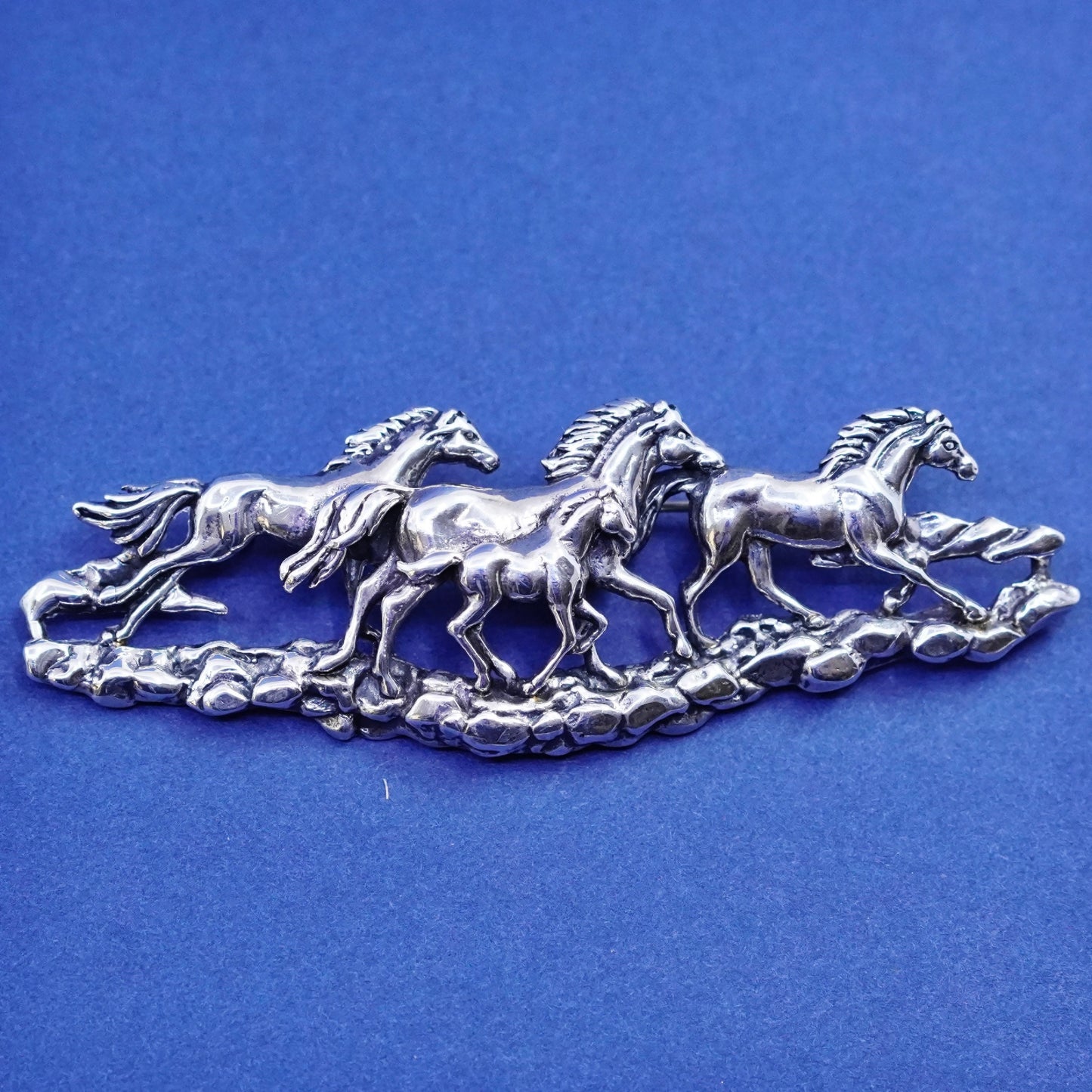 Silver Cloud Inc Sterling silver handmade brooch, 925 running horse pony pin