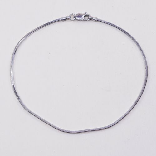 9”, Sterling Silver Handmade Bracelet, Snake Chain Anklet, Stamped 925 Italy