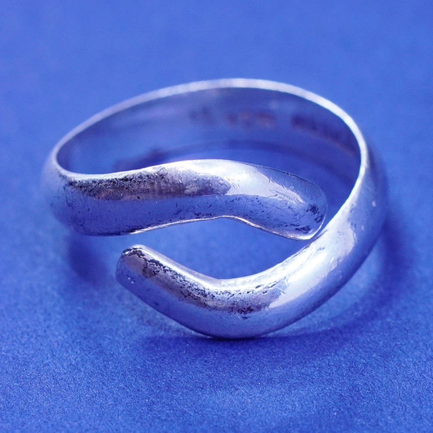 Size 8.25, vintage Sterling silver handmade wrapped ring, modern 925 ring