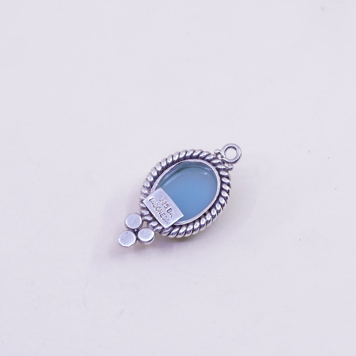 Vintage BA Suarti Sterling 925 Silver Handmade pendant w/ jade and cable around