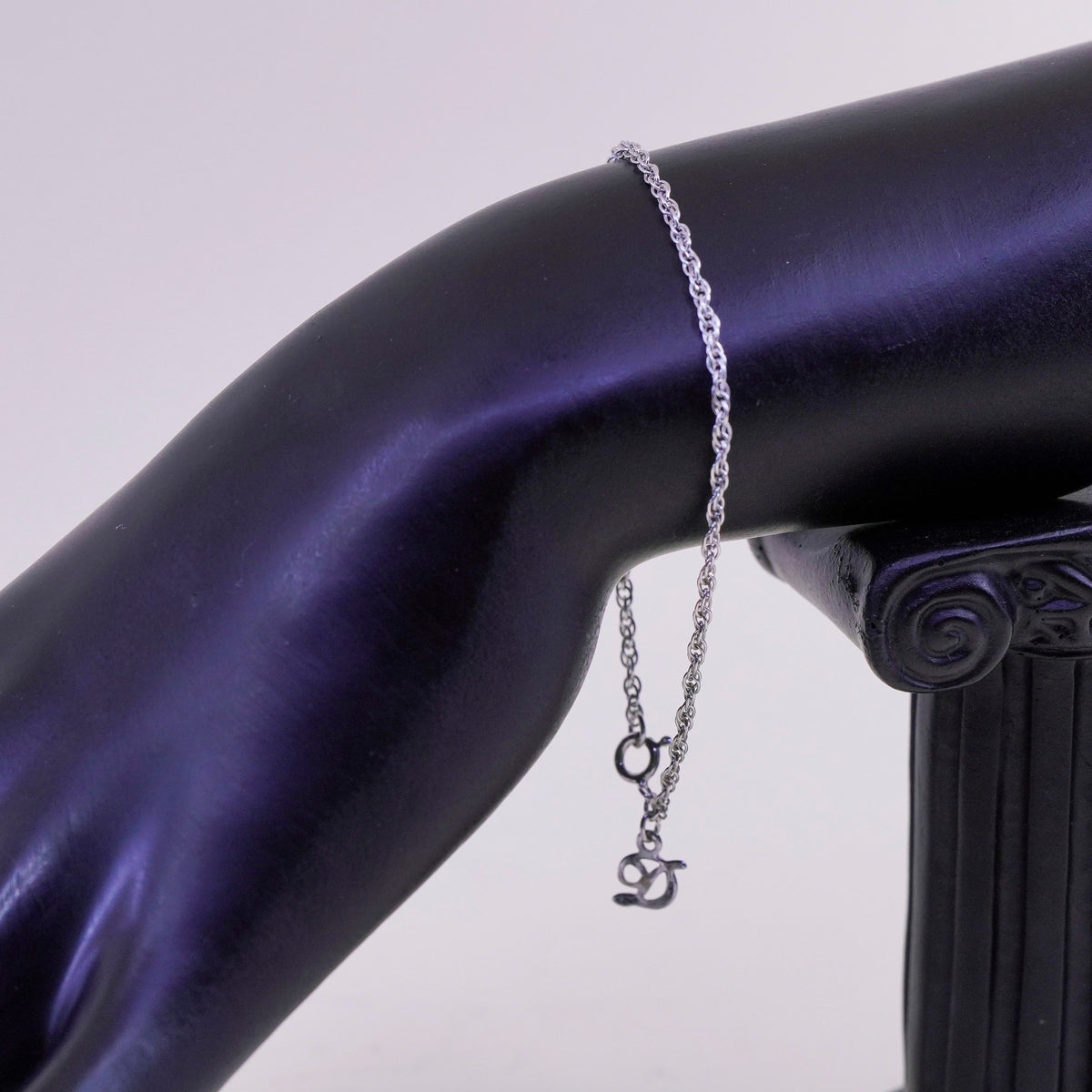 6.75”, sterling silver bracelet, 925 Singapore chain anklet w/ initial D charm
