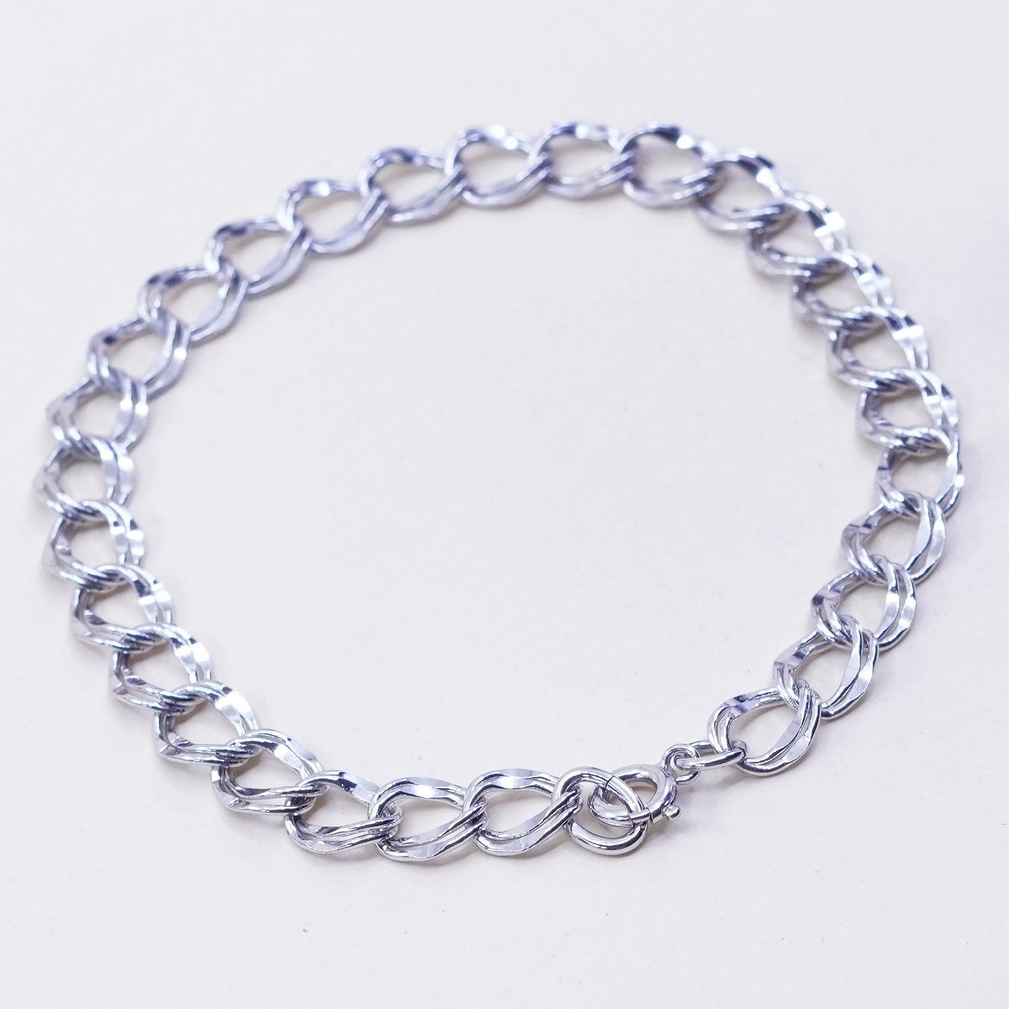 7”, 7mm, Vintage prochain sterling silver bracelet, 925 double curb chain