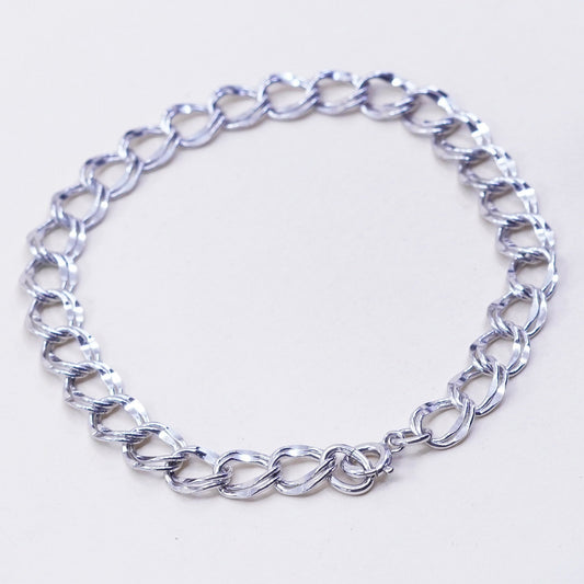 7”, 7mm, Vintage prochain sterling silver bracelet, 925 double curb chain
