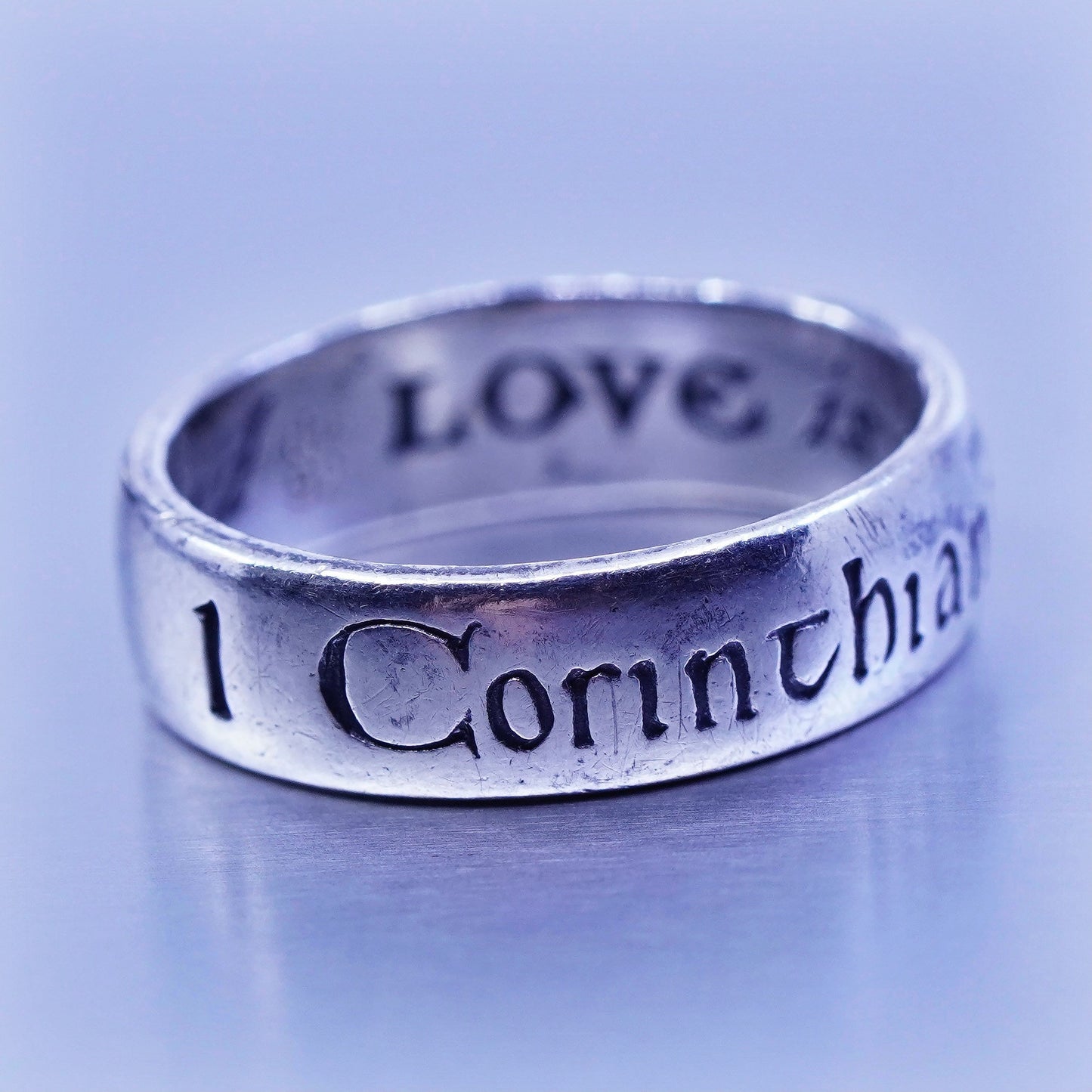 Size 5.5, DVB Sterling 925 silver ring, 13:4 love is kind love is patient band