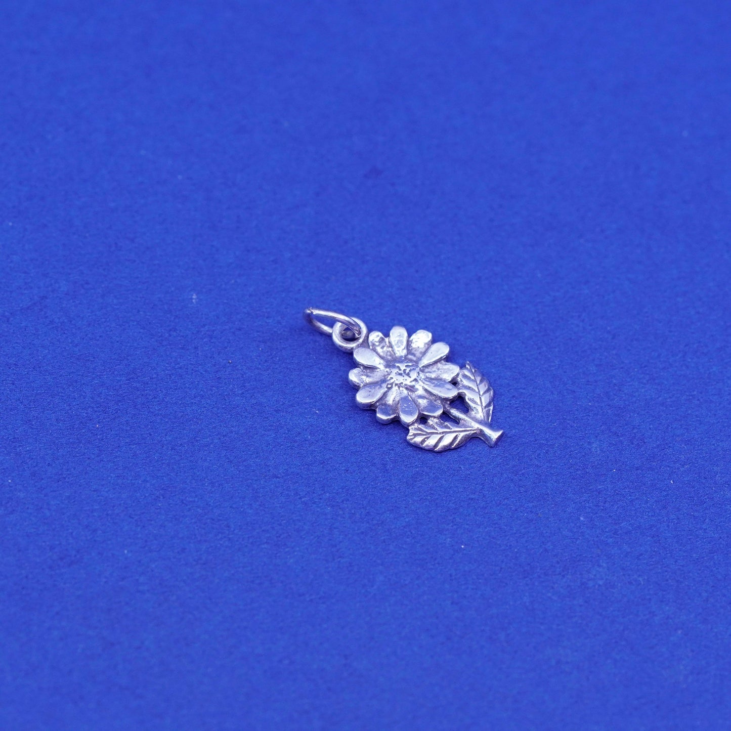 Vintage Sterling silver handmade pendant, 925 sunflower flower charm
