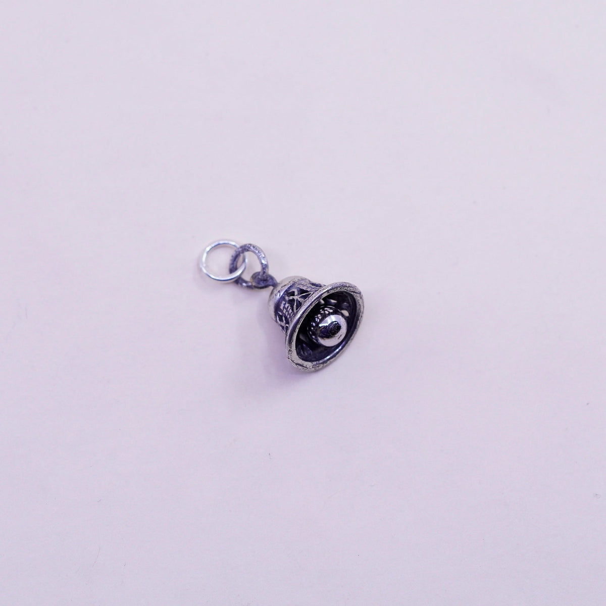 Vintage sterling silver charm, 925 filigree bell chime