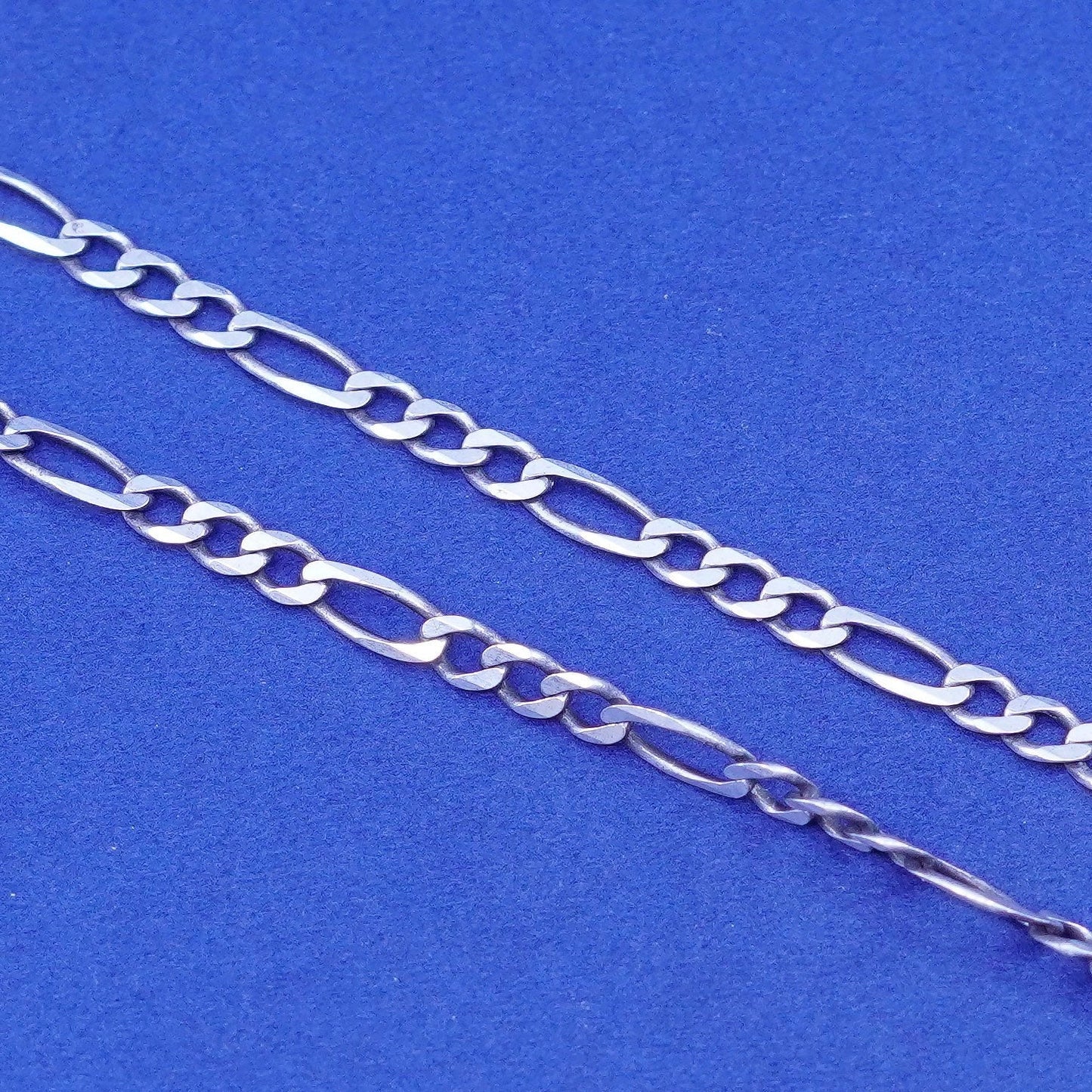 18”, 4mm, vintage Sterling silver handmade necklace, 925 Figaro link chain