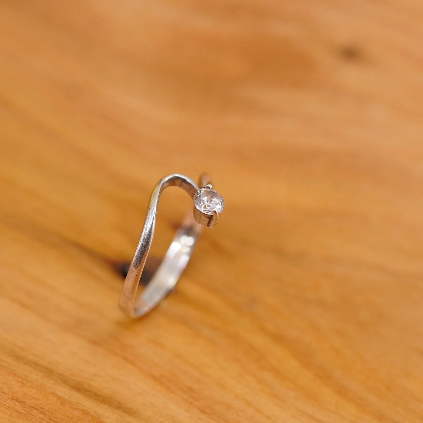 Size 8.75, vintage Sterling silver handmade ring, 925 engagement band with cz