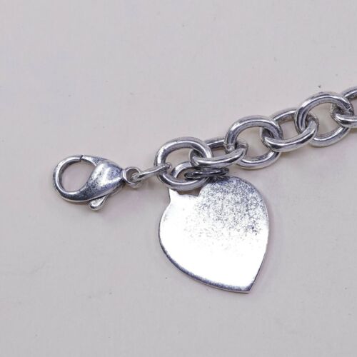 6.5” 10mm, Viking Sterling Silver Handmade Bracelet, 925 chain w/ heart charm