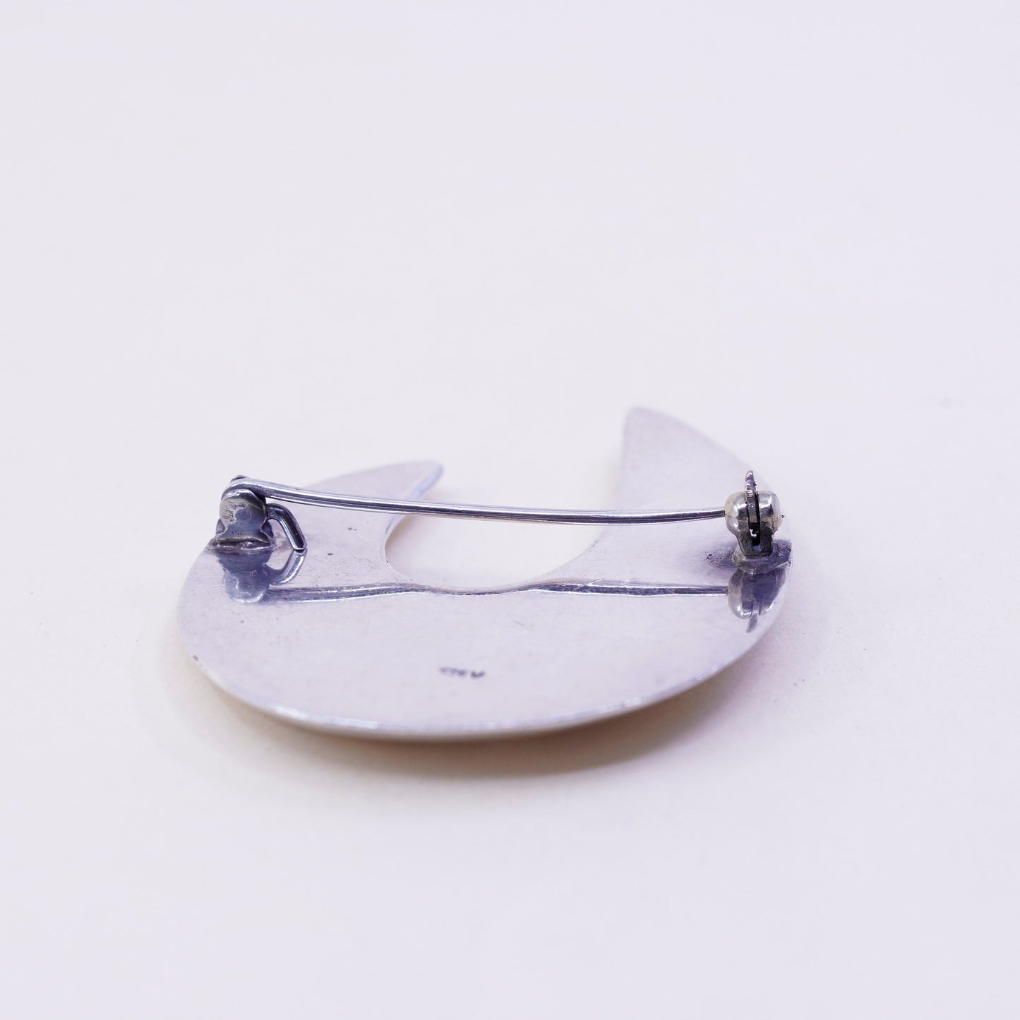 Vintage sterling 925 silver handmade brooch, minimalist, modern swirl design