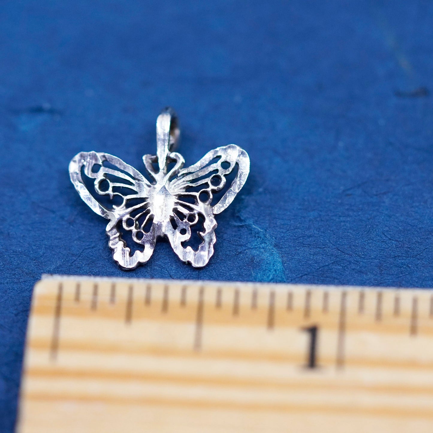 Vintage Sterling silver handmade pendant, 925 filigree butterfly