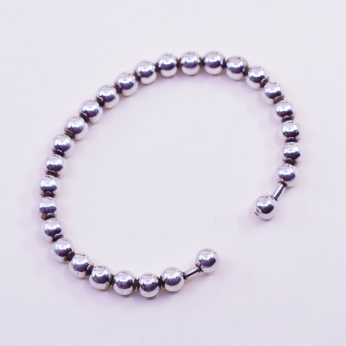 6.75”, vintage sterling silver contemporary handmade bracelet, 925 cuff beads
