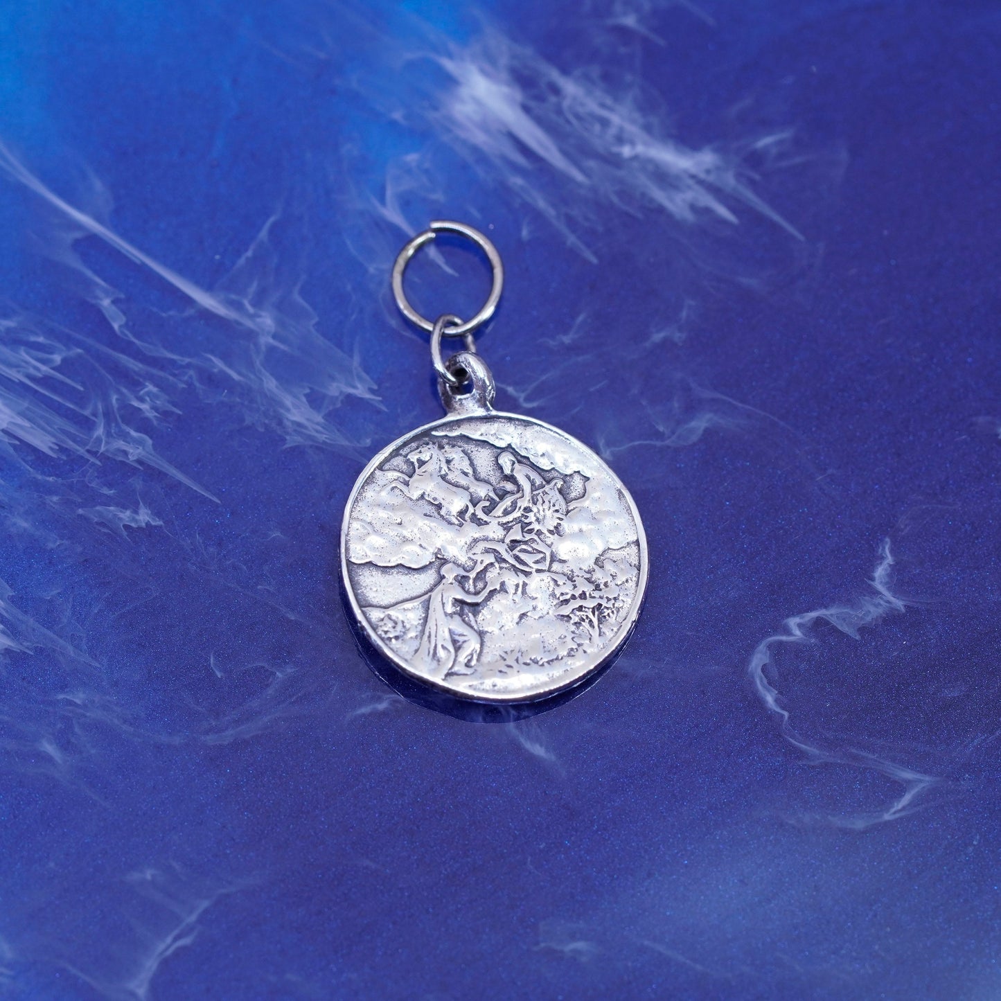 sterling silver pendant, 925 tag charm “surrexit Elias propheta quasi ignis