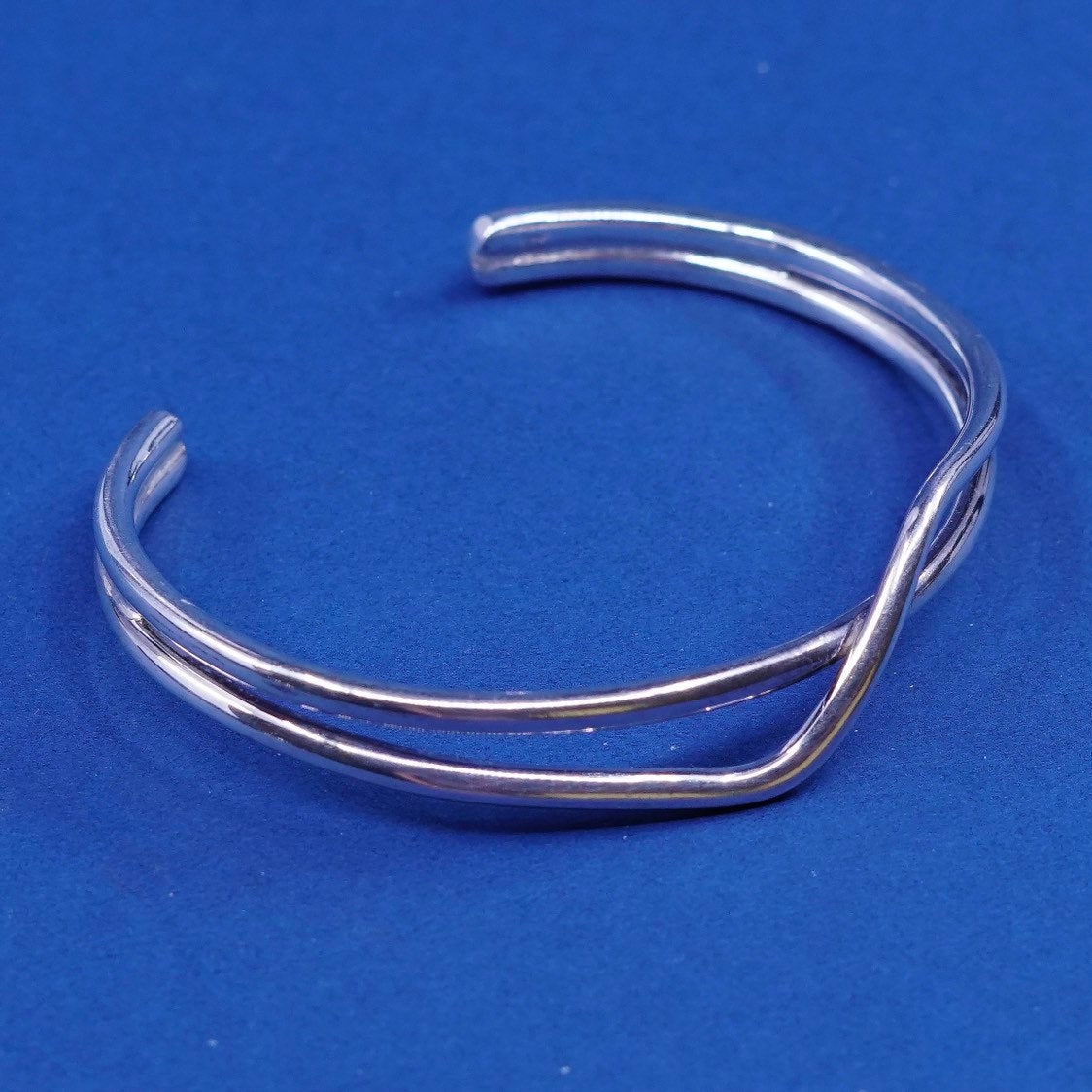 7", vtg Sterling silver handmade bracelet, 925 entwined knot cuff