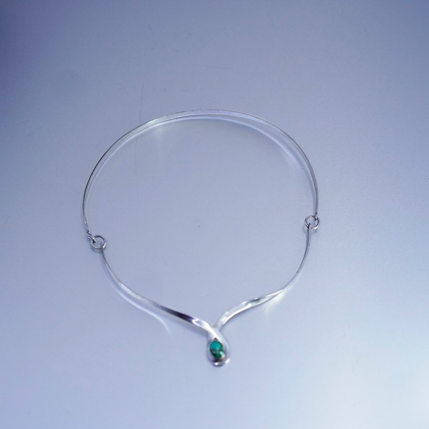16”, Sterling 925 silver choker collar necklace kingman spiderwebbed turquoise